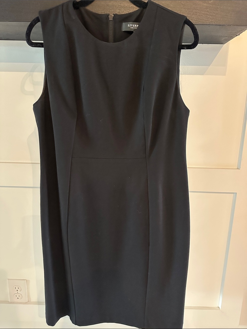 Liverpool Black Sleeveless Sheath Dress with Princess Seams